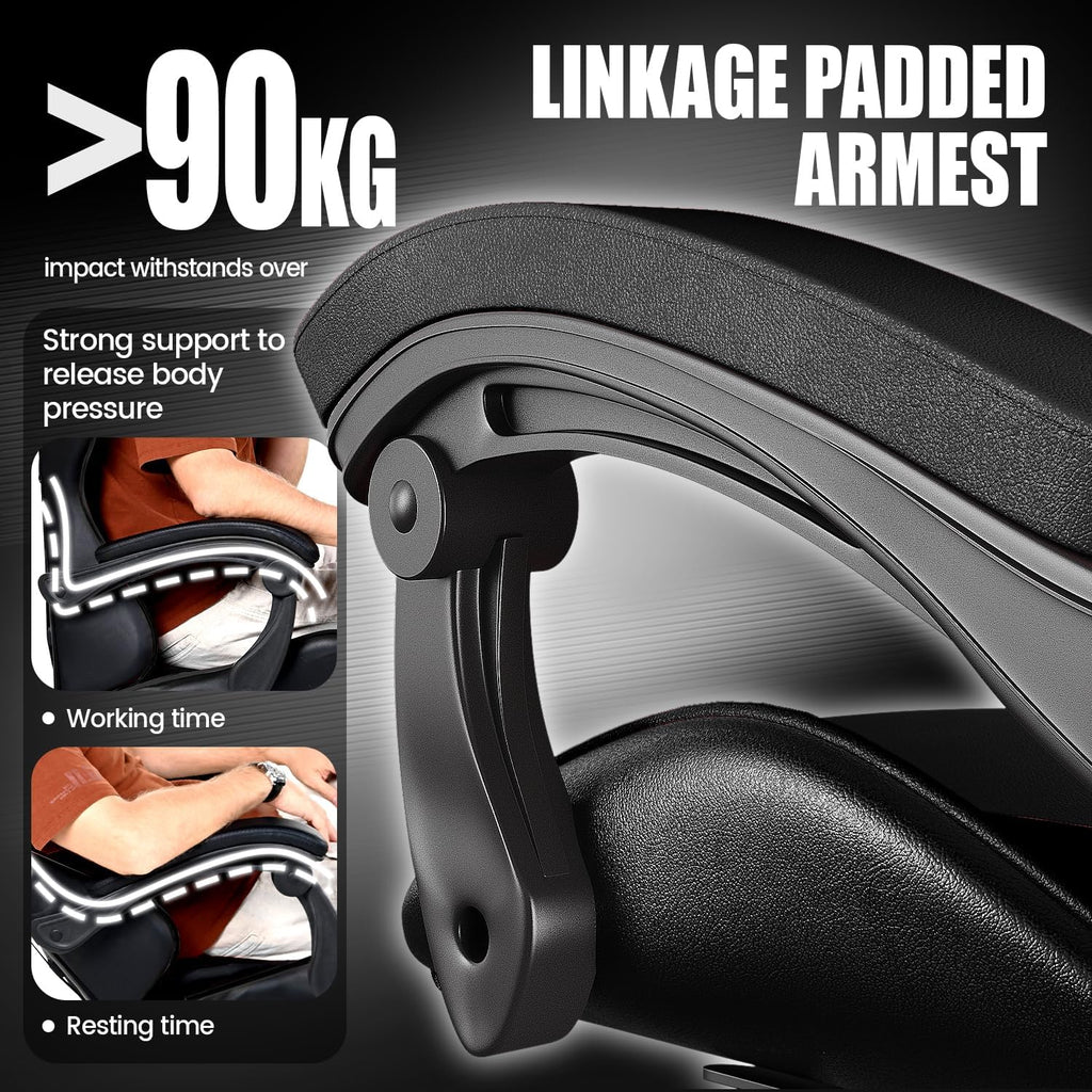 Ergonomic Gaming Chair with Adjustable Height, Reclining Feature, Headrest, and Lumbar Support for Adults (Basics, Pure Black)